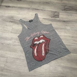 Bravado The Rolling Stones Gray Tank Top with Red Logo Graphic